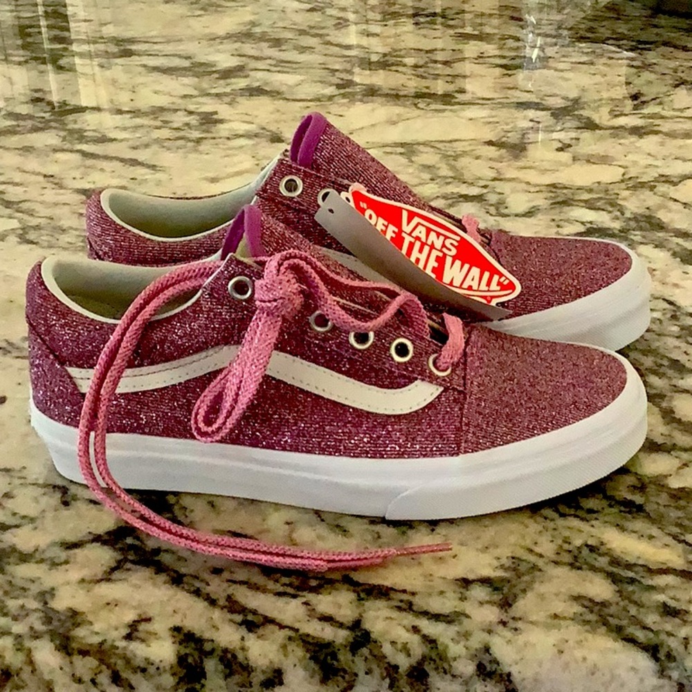 Vans Lurex Glitter Old Skool Woman Shoes New Size 6.5 Pink glitter. Very Barbie